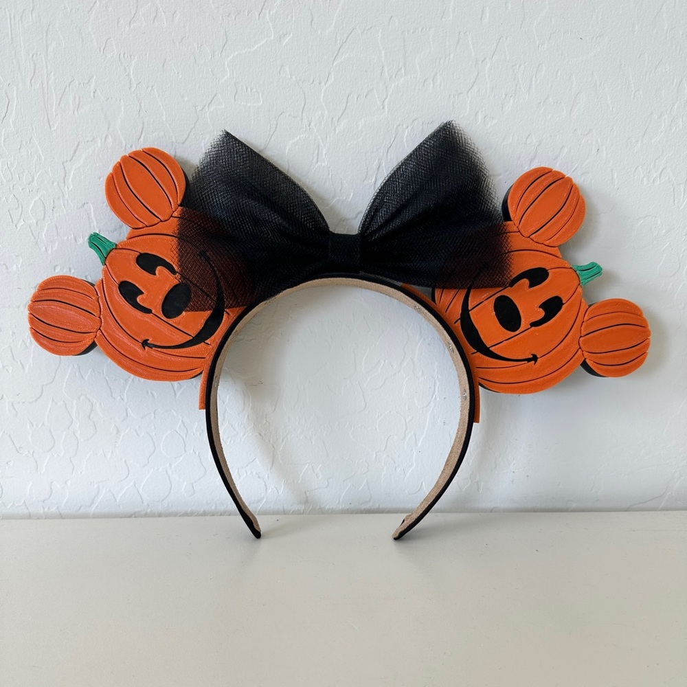 Disney Disneyland Inspired Halloween Pumpkin Hairband w/ Black Bow